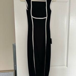 Lulu's Black and White Midi Dress